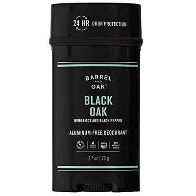 Barrel and Oak - Aluminum-Free Deodorant, Deodorant for Men, Essential Oil-Based Scent, 24-Hour Odor Protection, Warm Oak &amp; Spicy Bergamot, Gentle on Sensitive Skin, No Stains (Black Oak, 2.7 oz)