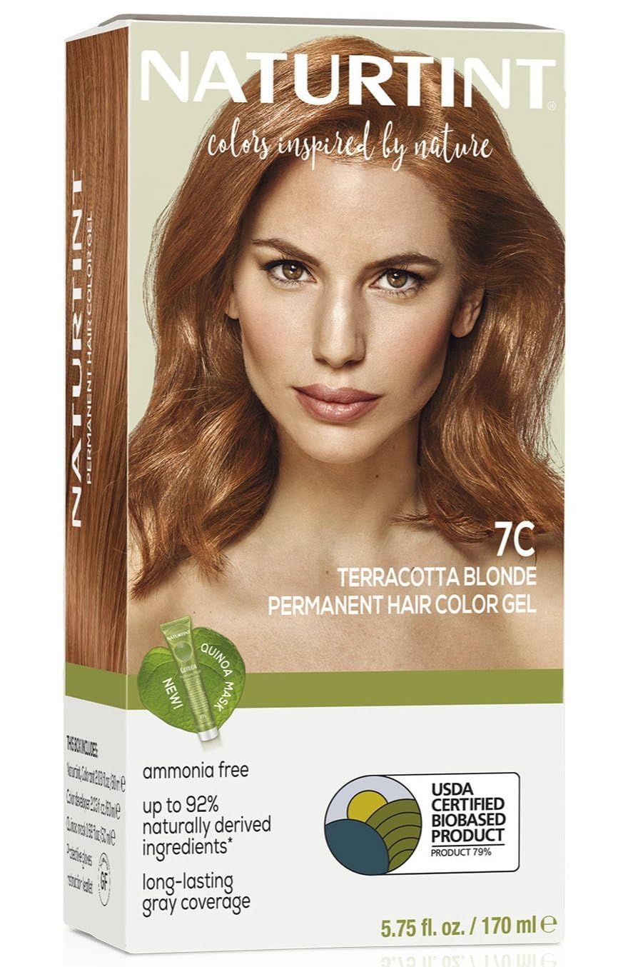Naturtint 7C Terracotta Blonde Permanent Hair Color (Pack of 1), Ammonia Free, Vegan, Cruelty Free, up to 100% Gray Coverage, Long Lasting Results (Packaging may vary)
