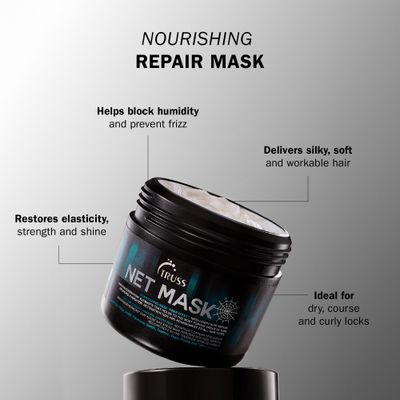 TRUSS Net Hair Mask - Deep Conditioning Treatment + Hair Repair Mask for Curly Hair - Detangle + Hydrate Curls while Soothing Damage - Anti Frizz + Humidity Blocking (15.87 oz)