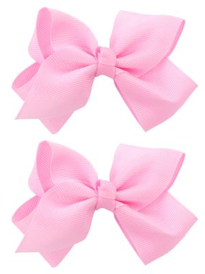 NYFASHION101 Toddlers&#39; Girls&#39; Smooth Grosgrain Ribbon Bow Alligator Clip, Light Pink