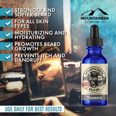Mountaineer Brand Beard Oil - WV Citrus &amp; Spice Scent - 100% Natural Conditioner and Softener For Men - Hydrates and Moisturizes for Beard Growth - Treats Dry Itchy Beards - 2oz