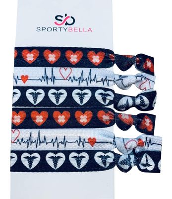 Nurse Hair Ties Accessories, Nursing Elastic Hair Bands No Crease Ponytail Holders Ribbon Gifts for Women, Girls, Appreciation Week, Graduation, Colleagues and Friends