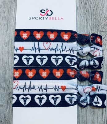 Nurse Hair Ties Accessories, Nursing Elastic Hair Bands No Crease Ponytail Holders Ribbon Gifts for Women, Girls, Appreciation Week, Graduation, Colleagues and Friends
