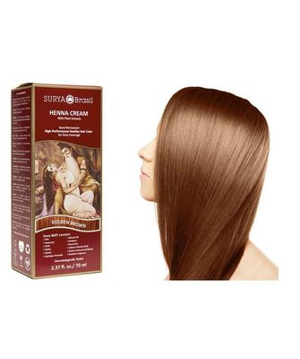 Surya Brasil - Henna Cream, Semi-Permanent Golden Brown Hair Color Treatment for Gray Coverage, Deep Conditioning Hair Dye, 2.37 oz / 70 ml