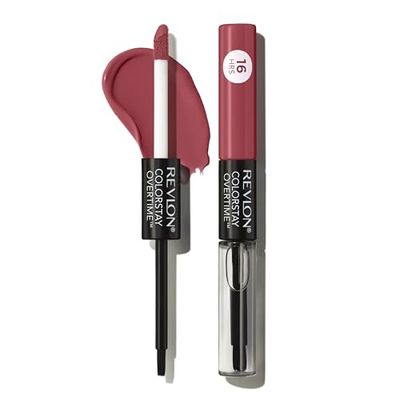 Revlon Liquid Lipstick with Clear Lip Gloss, ColorStay Overtime Lipcolor, Dual Ended with Vitamin E, 380 Always Sienna, 0.07 Fl Oz