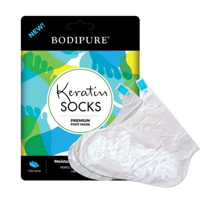 Bodipure Premium Foot Mask Keratin Socks | at Home Spa Moisturizer Socks for Dry Cracked Feet, Callus &amp; Heel Softening | Easy-to-Use Pedicure Foot Repair | Chemical-Free Feet Treatment | 12 Pairs