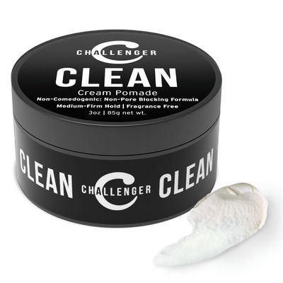 Challenger Fragrance Free Cream Pomade | Non-Comedogenic Styling Product | Unscented Hair Gel | Medium Firm Hold &amp; Clean Ingredients | 3oz
