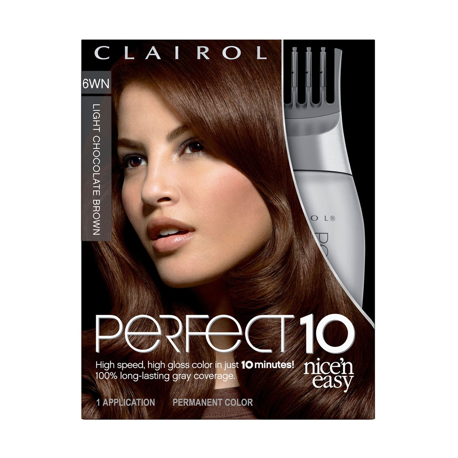 Clairol Nice&#39;n Easy Perfect 10 Permanent Hair Color, 6WN Light Chocolate Brown, Pack of 1