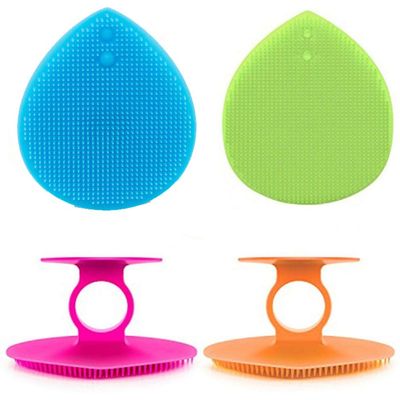 4pcs Silicone Face Scrubbers Heart Shape Face Blackhead Cleansing Brush with Suction Cup for Pore Removing Blackheads (Orange,Rose,Blue,Green)