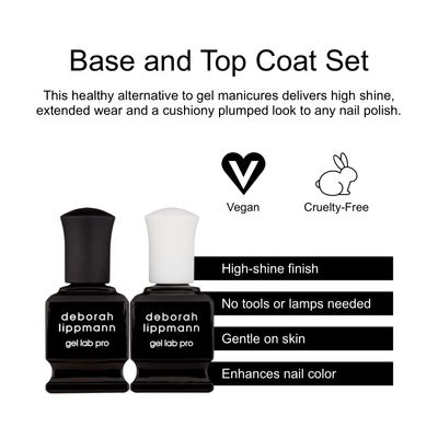 Deborah Lippmann Gel Lab Pro | Gel Like Base and Top Coat Set | Delivers High Shine and Long-Lasting Manicure Wear | Fast Drying Finish Protects Nail Color | No UV Lamps, No Tools, No Damage