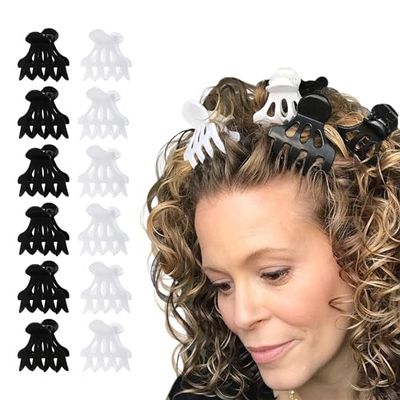 Curl Keeper Claw Clips for Thick &amp; Thin Hair, Roller Jaw Clamps (12-Pack) - Wide Teeth Medium Hair Clips for Women Supports &amp; Creates Volume - Hair Styling Accessories are Lightweight &amp; Easy to Clean