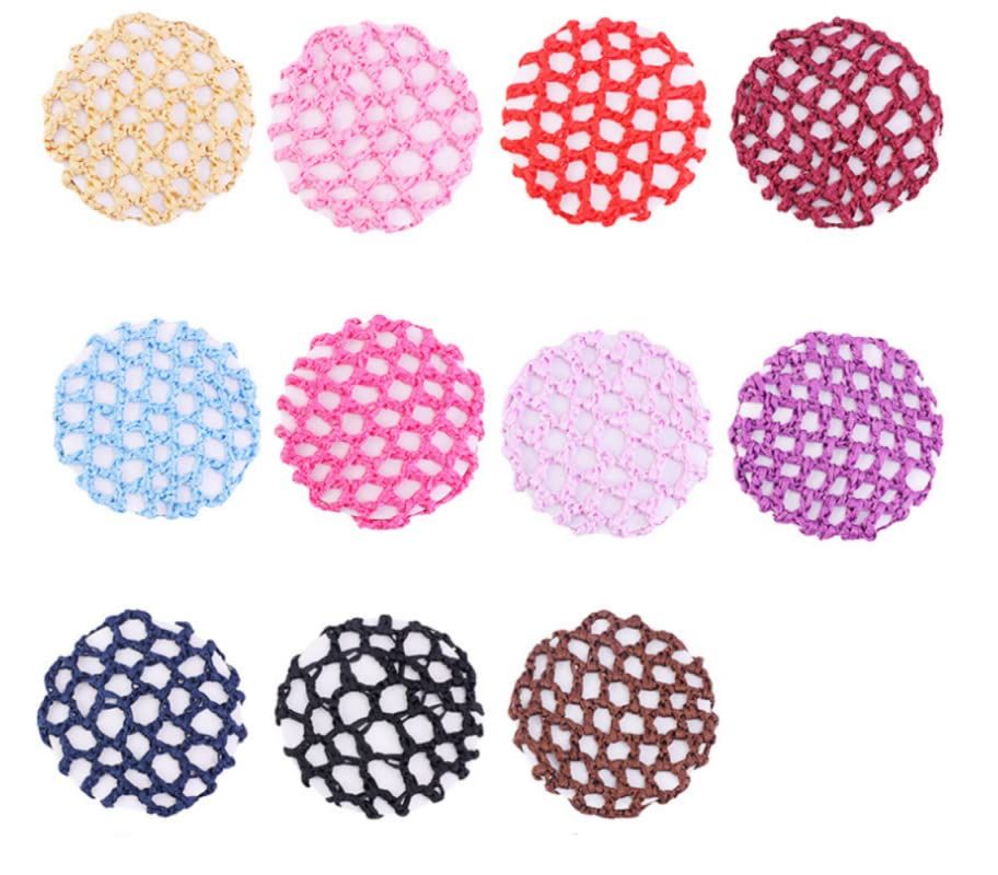 Cafurty 11pcs Women female Bun Cover Hair Net Ballet Dance Skating Chic Crochet (Random Color)