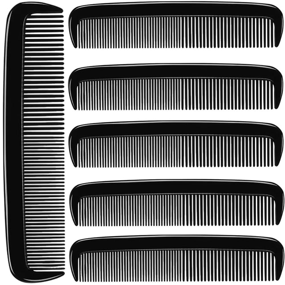 LUXXII (6 Pack) 5&quot; Pocket Hair Comb Beard &amp; Mustache Combs for Men&#39;s Hair Beard Mustache and Sideburns