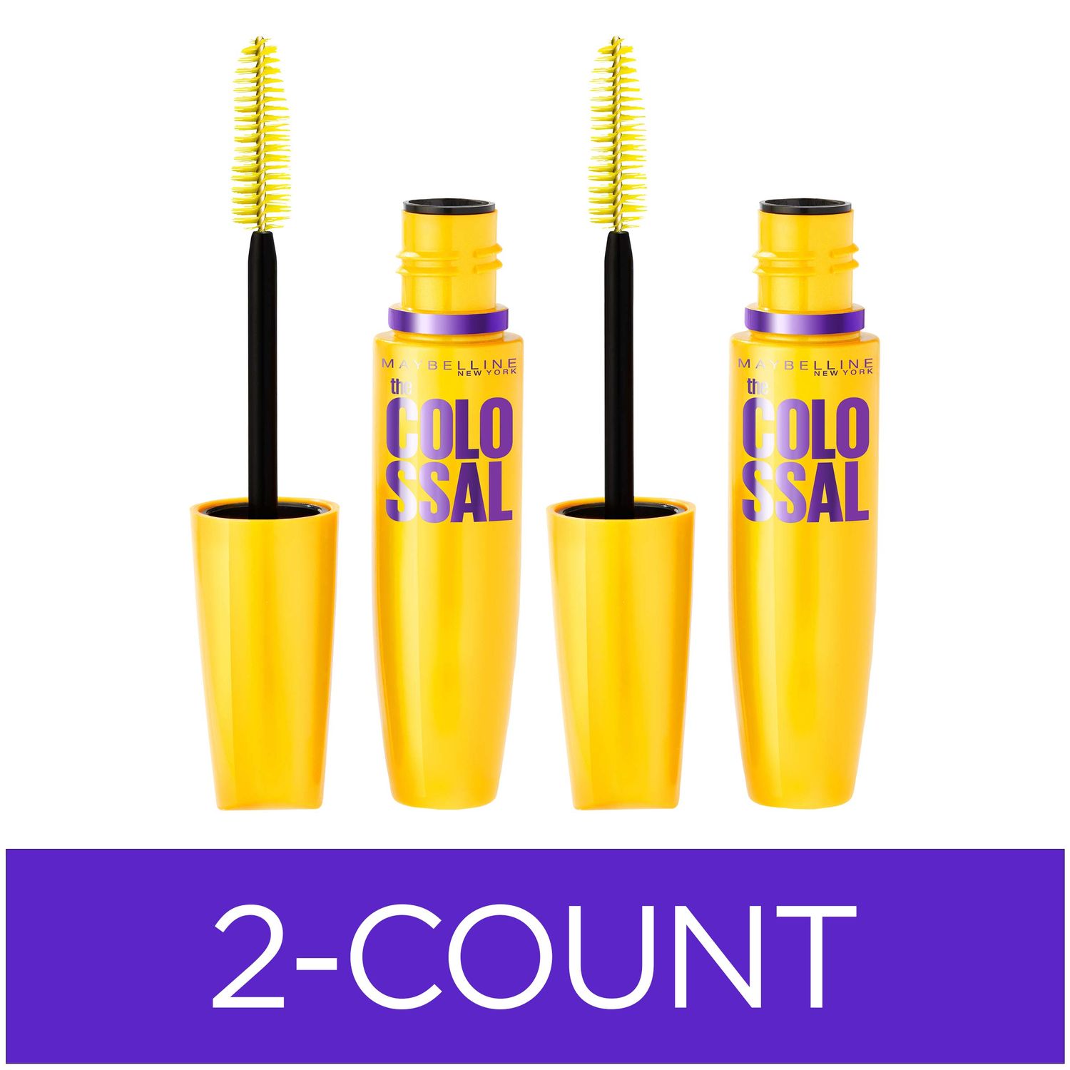 Maybelline Volum&#39; Express Colossal Washable Mascara Makeup, Volumizing, Classic Black, 2 Count
