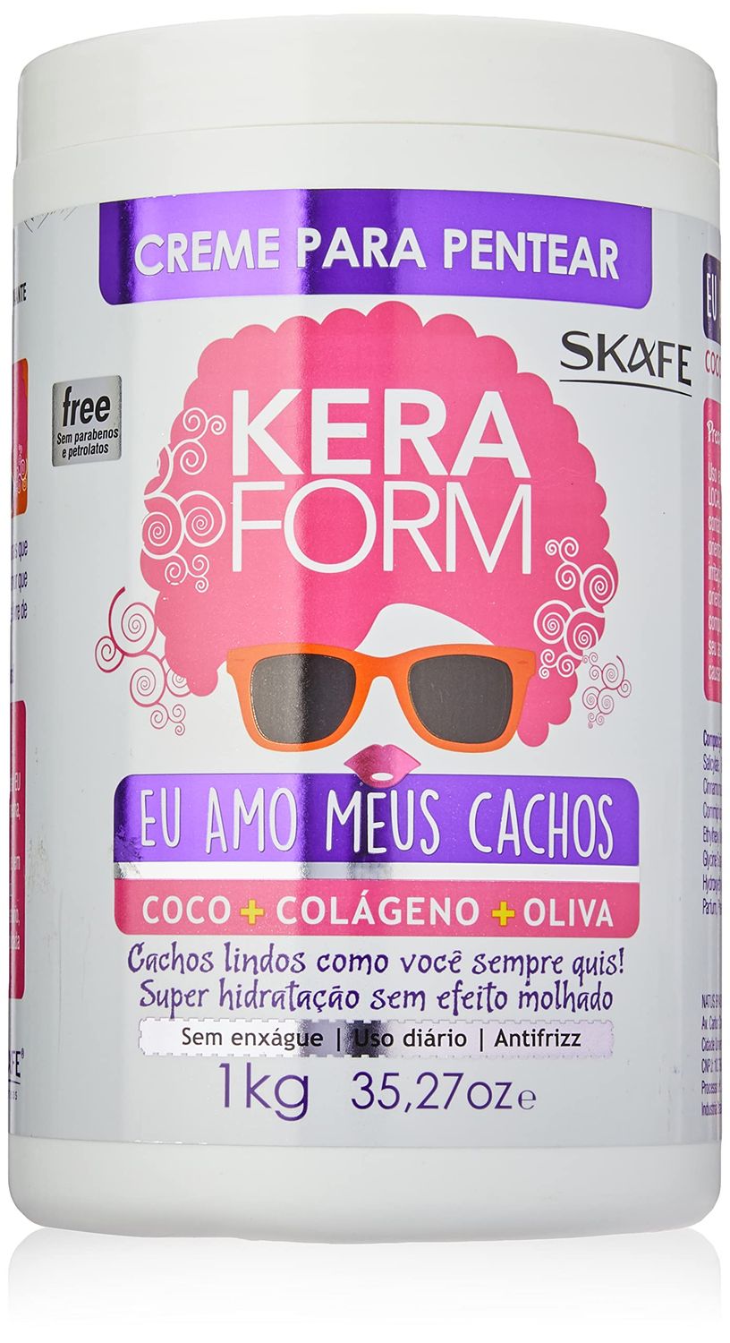 Skafe - Linha Keraform (Creme para Pentear) - Eu Amo Meus Cachos 1 Kg - (Keraform (Combing Cream) Collection - Love My Curls Net 32.27 Oz)