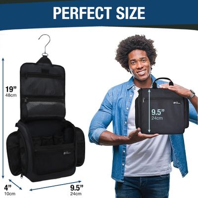 D&amp;D Hanging Travel Toiletry Bag for Men and Women - Cosmetics, Makeup and Toiletries Organizer Kit with 10 Compartments, YKK Zippers, XXL Metal Swivel Hook, Water-Resistant Nylon