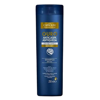 Linha Antiqueda Capicilin - Shampoo Ouro 2X1 Anticaspa e Antiqueda 250 Ml - (Capicilin Anti Hair Loss Collection - Gold Shampoo 2X1 Anti Dandruff &amp; Hair Loss 8.45 Fl Oz)