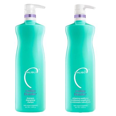 Malibu C Blondes Enhancing Shampoo &amp; Conditioner Duo (33.8 oz) - Revitalizing Purple Shampoo &amp; Conditioner for Hair Health + Brilliancy - Blondes Hair Care