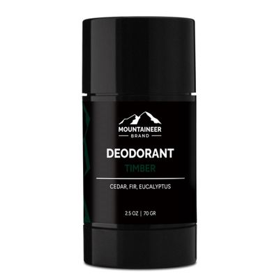 Mountaineer Brand All Natural Deodorant for Men and Women | Absorbent Arrowroot Powder and Dead Sea Salt | Sensitive Skin Odor Protection | Aluminum &amp; Baking Soda Free | Timber 2.5oz