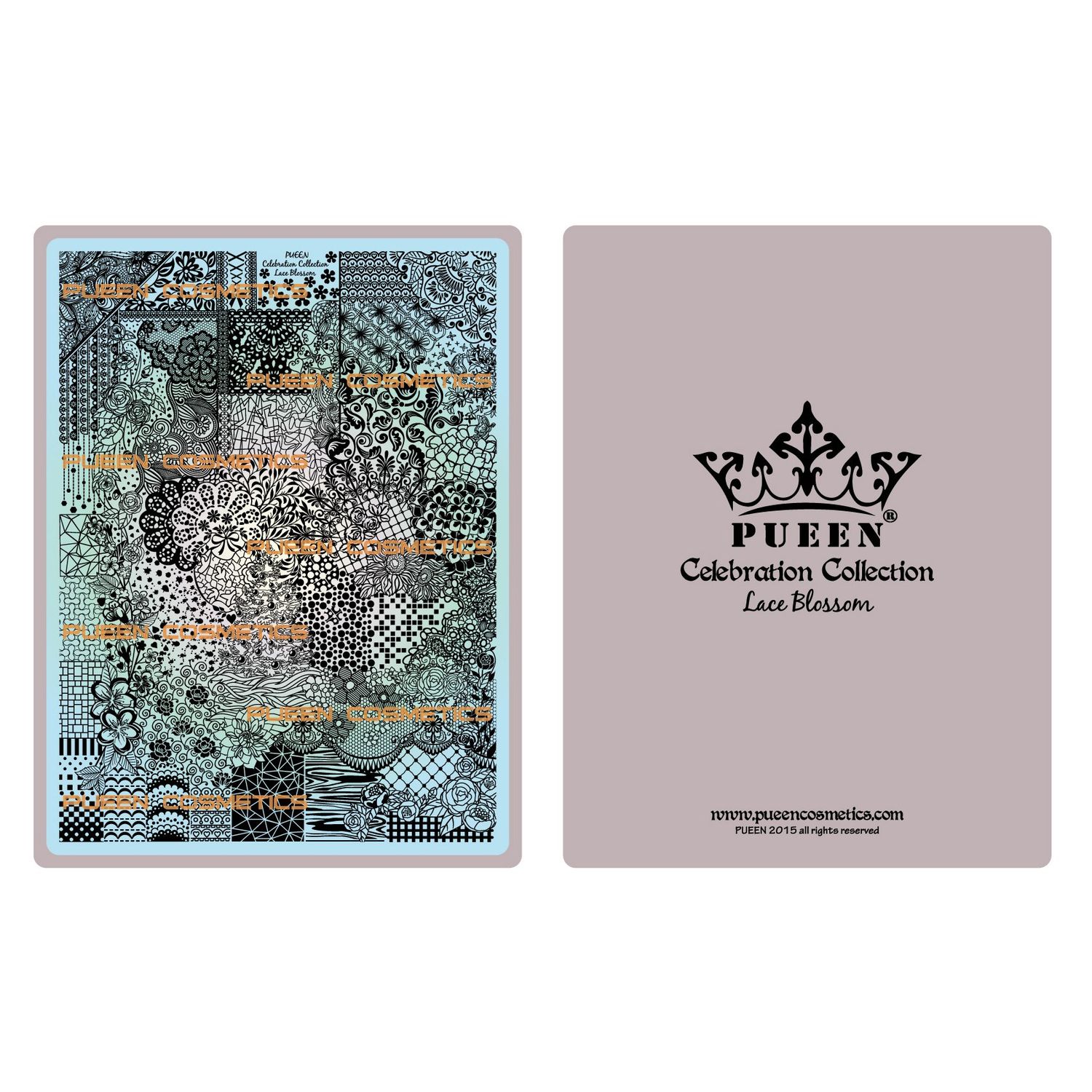 PUEEN 2015 Nail Art Stamping Plate Celebration Collection - LACE BLOSSOM - NEW INVENTION Super Size All You Can Stamp Full Size Stamping Image Plates Manicure DIY (Infinite Images)-BH000475
