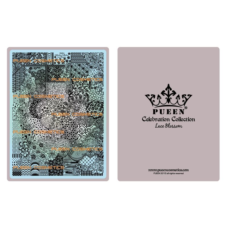 PUEEN 2015 Nail Art Stamping Plate Celebration Collection - LACE BLOSSOM - NEW INVENTION Super Size All You Can Stamp Full Size Stamping Image Plates Manicure DIY (Infinite Images)-BH000475