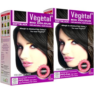 Vegetal Bio Colour -Combo (Pack Of 2) (50G., Soft Black)