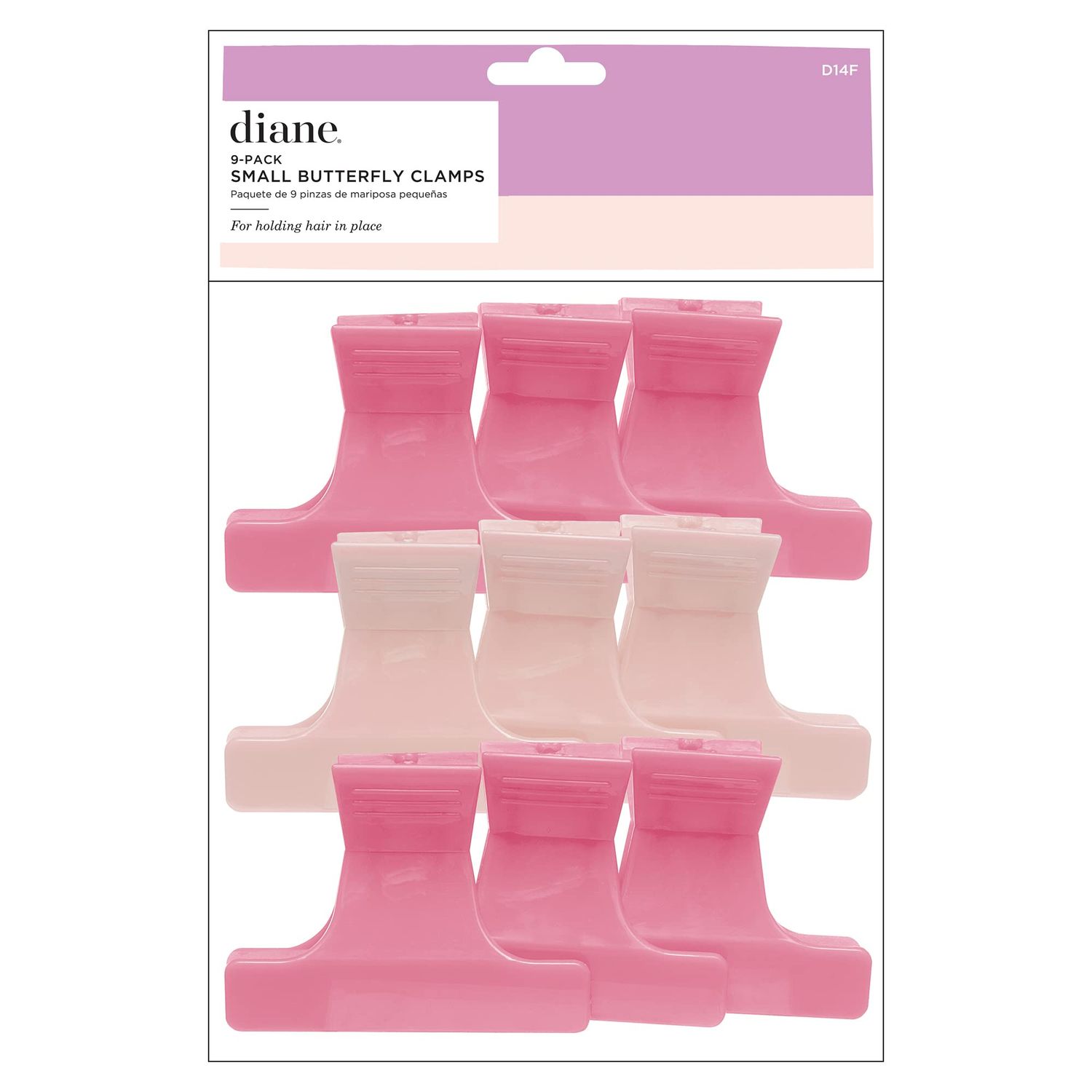 Diane Small Butterfly Clamps for Sectioning, Haircutting, Blow Drying, Butterfly Hair Clips for Women and Girls, 2.25, Light Pink and Dark Pink (12 Pack)