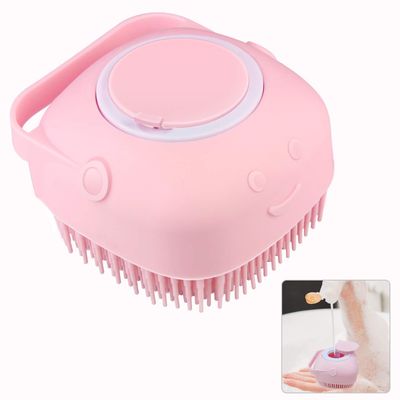 Silicone Exfoliating Brushes &amp; Body Scrubber with Soap Dispenser for Shower, Enhancer Blood Circulation&amp;Deep Cleansing Bath Loofah for Babies, Kids, Women, Men, and Pets (Pink)