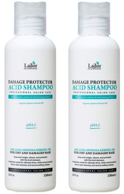 LA&#39;DOR Damage Protector Acid Shampoo (2x 5.07 fl.oz.) - 4.5 pH Acidic Formulation for Hair and Scalp pH Balance, Helps Neutralize Alkaline pH from Dyes and Bleaching LADOR