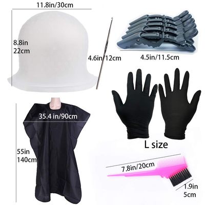 Silicone Highlight Caps Set for Color Hair 2 PCS Professional Reusable Highlighting Caps with Hooks &amp; Salon Hairdressing Dyeing Staining Tools for Women Men