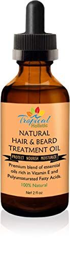 Tropical Holistic 100% Natural Hair Treatment Oil 2 oz - Premium Beard Essential Oil Blend with Argan, Emu, Jojoba, Jamaican Black Castor Oil, Peppermint for Men, Women with Dry, Damaged, Thin Hair