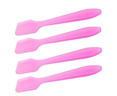 100PCS Plastic Disposable Mini Cosmetic Spatula Facial Cream Spoon Small Makeup Scoop DIY Tool for Mixing and Sampling Beauty Product Pink