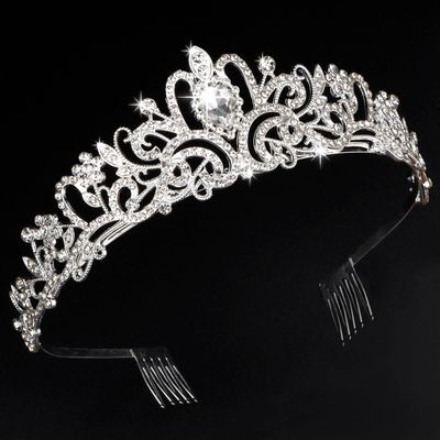 Chanaco Silver Tiara for Women Princess, Girls Bridal Headband for Wedding, Crystal Queen Crown for Birthday Prom Halloween