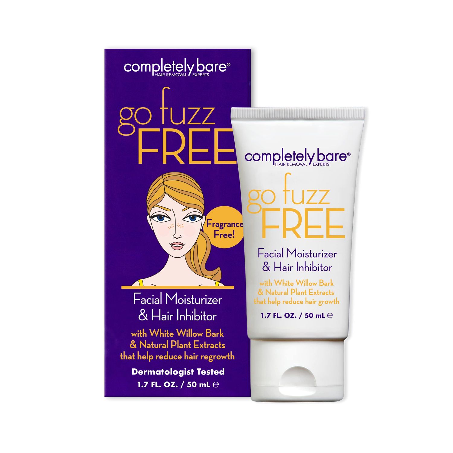 Completely Bare go fuzz FREE Face Moisturizer &amp; Hair Inhibitor - Anti-Aging Extracts &amp; Hair Minimizers