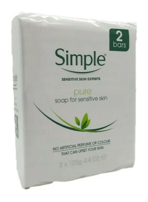 Simple Pure Soap Sensitive Skin Twin Pack 2x125G (Pack of 3)