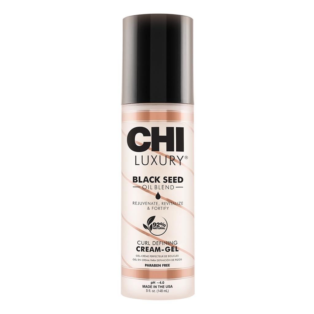 CHI Luxury Black Seed Oil Curl Defining Cream Gel, Defines Curl, Controls Frizz &amp; Strengthens Hair For Shine, Sulfate, Paraben &amp; Gluten-Free, 5 Oz