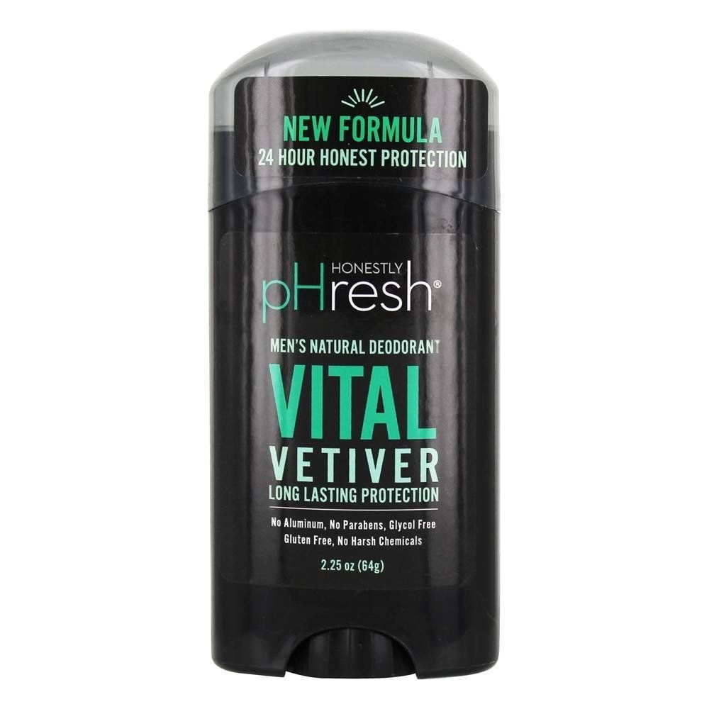 Honestly pHresh Natural Prebiotic Deodorant for Men, Baking Soda &amp; Aluminum Free Safe for Sensitive Skin, 24 Hour Odor Protection, 2.25 Oz, Vital Vetiver