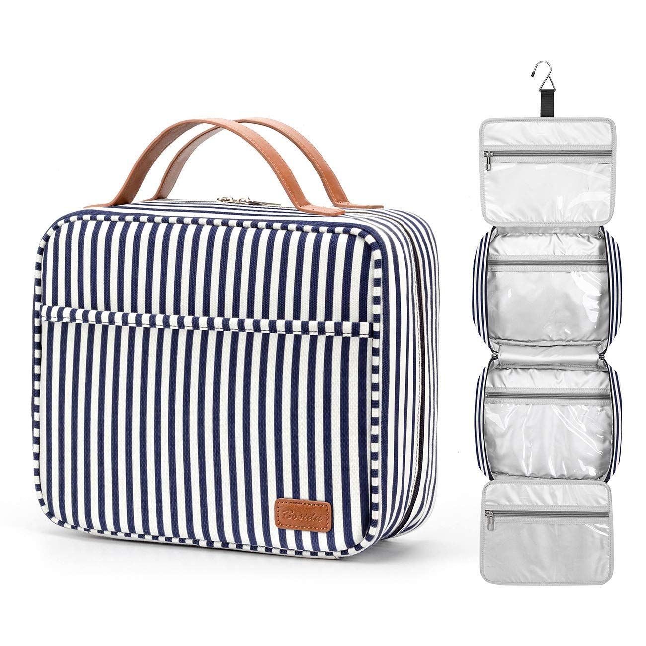 Bosidu Hanging Travel Toiletry Bag,Large Capacity Cosmetic Travel Toiletry Organizer for Women with 4 Compartments &amp; 1 Sturdy Hook,Perfect for Travel/Daily Use/Valentines&#39; Day