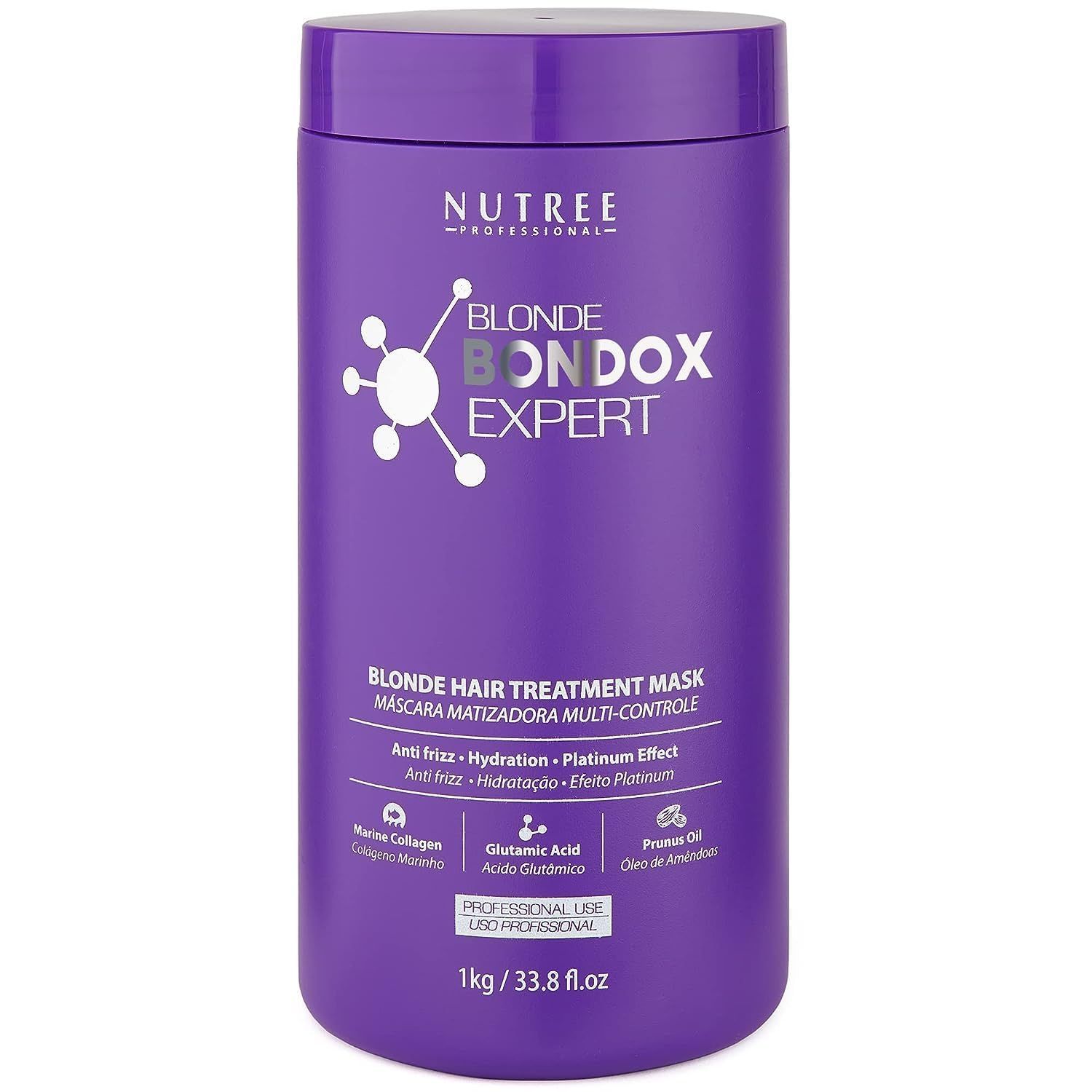 BLONDE BONDOX HAIR TREATMENT 33.8 oz Purple Hair Mask for Blondes | Almond Oil Hair Repair Moisturizer Thermal Mask | Results for up to 1-3 months | Formaldehyde-Free &amp; Cruelty-Free