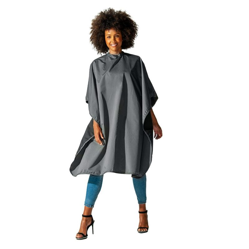 Betty Dain Hands-Free All-Purpose Bleach Proof Cape, 45" W x 58" L, Chemical, Color, Waterproof Polyester, Anti-static Nano Material, Machine Washable, Black