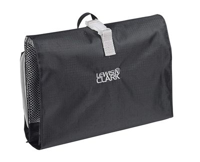 Lewis N. Clark Hanging Toiletry Bag for Travel Accessories, Shampoo, Cosmetics + Personal Items with Waterproof Compartment and Folding Design,Black