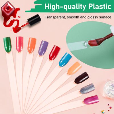 AHIER 50 PCS Transparent Nail Swatches Sticks, Fan-shaped Nail Art Tips, Nail Polish Display Board Practice Sticks with Metal Screw Holder