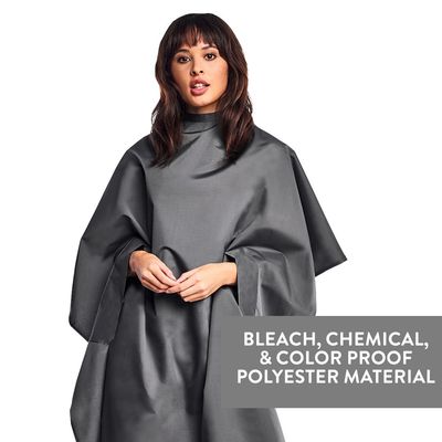 Betty Dain Hands-Free All-Purpose Bleach Proof Cape, 45" W x 58" L, Chemical, Color, Waterproof Polyester, Anti-static Nano Material, Machine Washable, Black