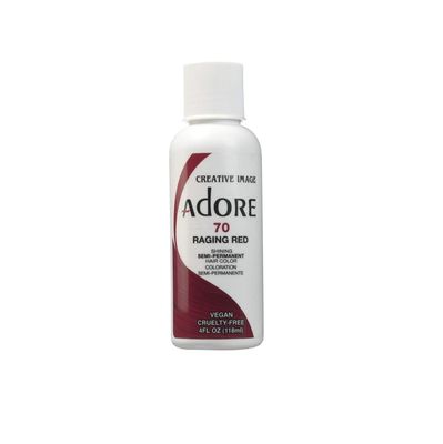 Adore Semi Permanent Hair Color - Vegan and Cruelty-Free Red Hair Dye - 4 Fl Oz - 070 Raging Red (Pack of 1)