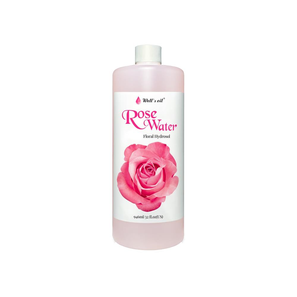 Well&#39;s Oil Rosewater Mist Spray (32 Fl oz) - Hydrates, Soothes &amp; Refreshes | 100% Natural | No Chemical | for All Skin and Hair Types