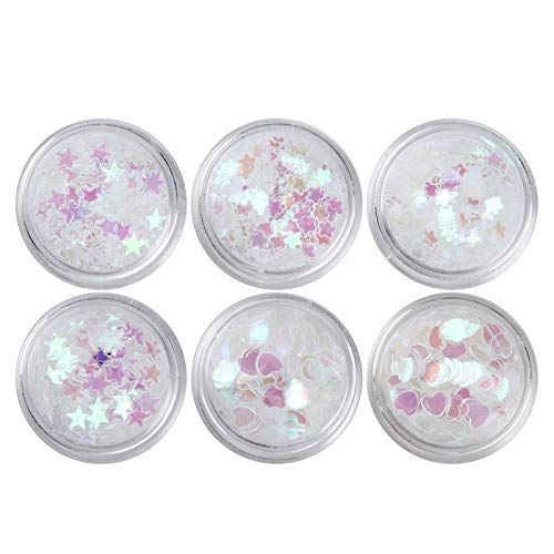 Minejin Nail Art Semi-transparent Charms Sequins Flakes Glitter Flakes Manicure 3D DIY Decoration Tips 6 Boxes