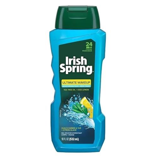 Irish Spring Ultimate Wake Up Tea Tree Face &amp; Body Wash for Men, Moisturizing Body Wash Washes Away Bacteria - 18 Fl. Oz