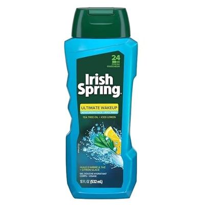 Irish Spring Ultimate Wake Up Tea Tree Face &amp; Body Wash for Men, Moisturizing Body Wash Washes Away Bacteria - 18 Fl. Oz