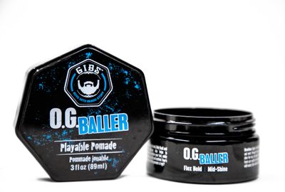 GIBS Grooming OG Baller Pomade- Flex Hold Medium Shine- With Holy Basil Oil, &amp; Panthenol For Men, 3 oz