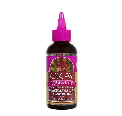 OKAY Pure Naturals Black Jamaican Castor Oil - Castor Oil for Hair Growth, Moisture for Skin, Face, Scalp, Eyelashes, Eyebrows - Hair Oil for Men &amp; Women - Rosemary, 4 oz Glass Bottle